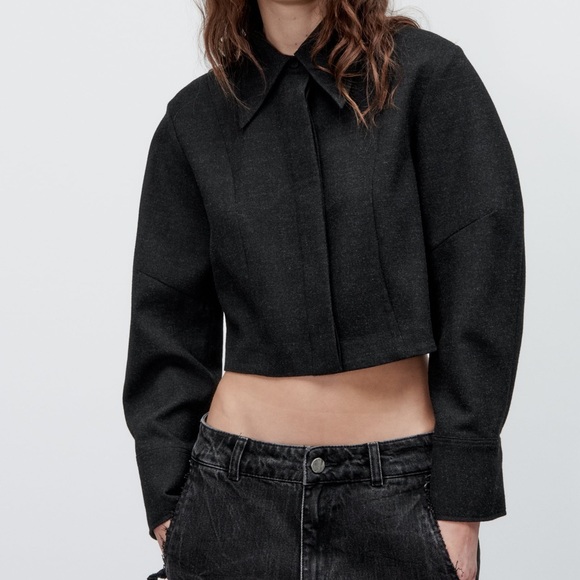 ZARA CROPPED LONG SLEEVE SHIRT - Picture 2 of 9